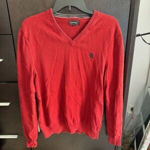 Men’s Express Red Cotton V-Neck Sweater, size medium